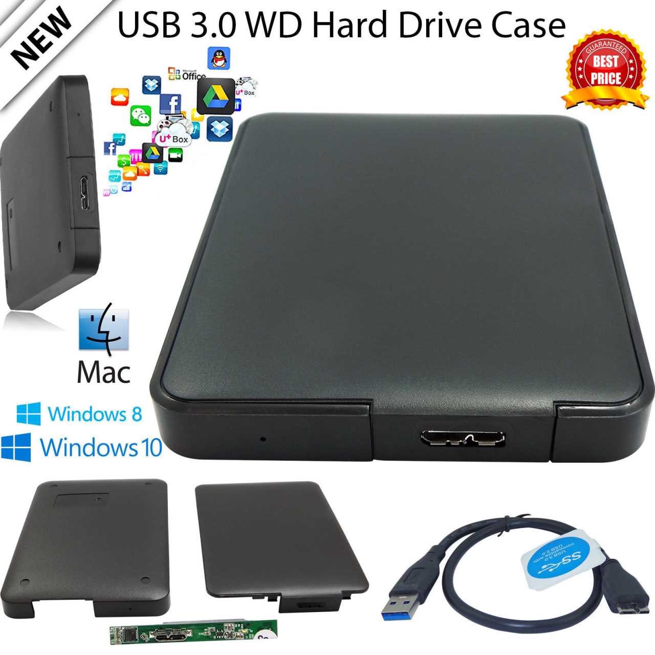 USB 3.0 SATA HDD 2.5 inch External Hard Drive Enclosure Case Caddy Black -  PCMacs