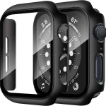 For Apple Watch Case Series 9 8 7 6 5 4 SE Tempered Screen Protector Cover