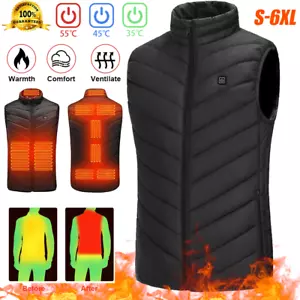 Men USB Electric Heated Vest Jacket 9 Zone Warm Up Heating Pad Cloth Body Warmer PCMacs