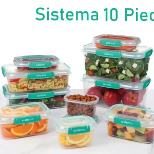 Sistema 10 Piece Food Storage Containers with Lids - 100% Leak Proof