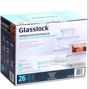 Glasslock Premium Food Storage Boxes Safe Tempered Glass with Lids 26 Piece Set