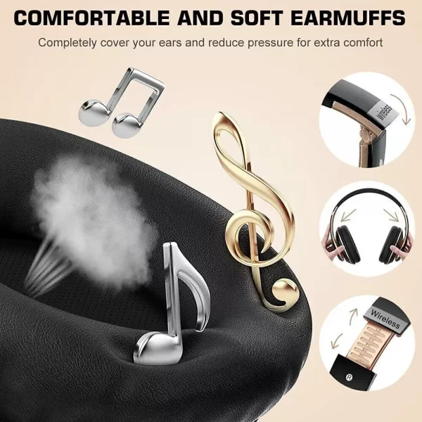 Wireless Bluetooth 5.1 Headphones Noise Cancelling Over-Ear Stereo Earphones UK - Image 2