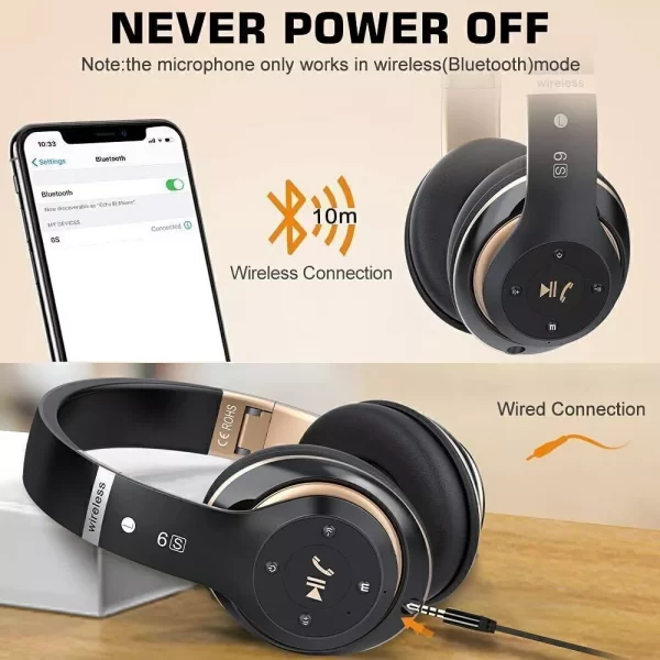 Wireless Bluetooth 5.1 Headphones Noise Cancelling Over-Ear Stereo Earphones UK - Image 5
