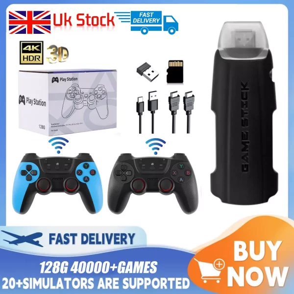 X2 PRO 4K Retro Game Stick Console Plug&Play 41000+ Games 2 Wireless Controllers - Image 2