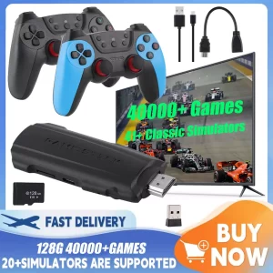 X2 PRO 4K Retro Game Stick Console Plug&Play 41000+ Games 2 Wireless Controllers