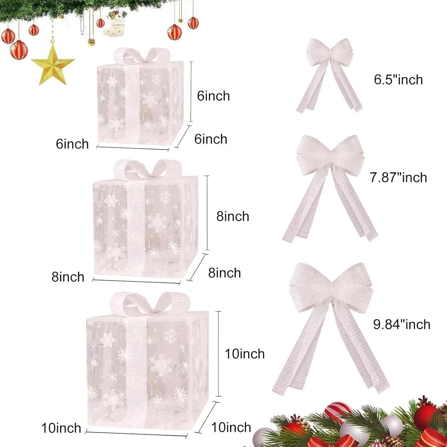 3 Pack Illuminated LED Light Up Gift Boxes Christmas Decorations Presents Ribbon - Image 4