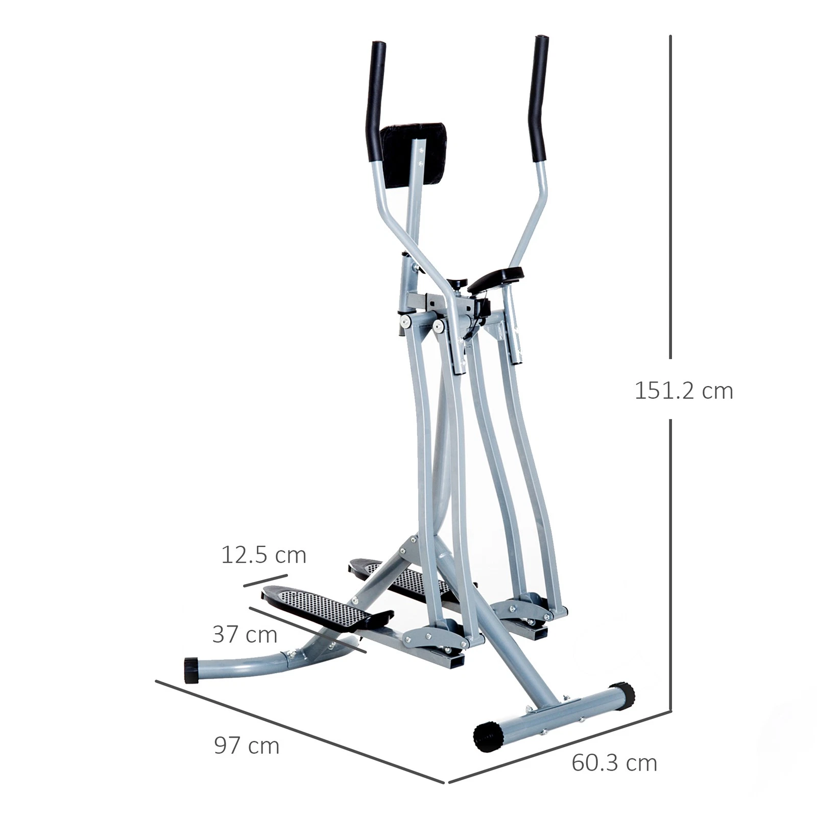 Cross Trainer Air Walker Glider Home Gym Fitness Workout Machine, Grey - Image 2