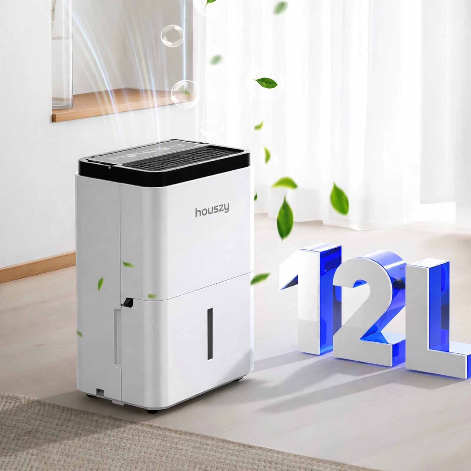 12L/Day Dehumidifier for Home Damp, 2.5L Tank, Digital Humidity Display-Houszy - Image 3