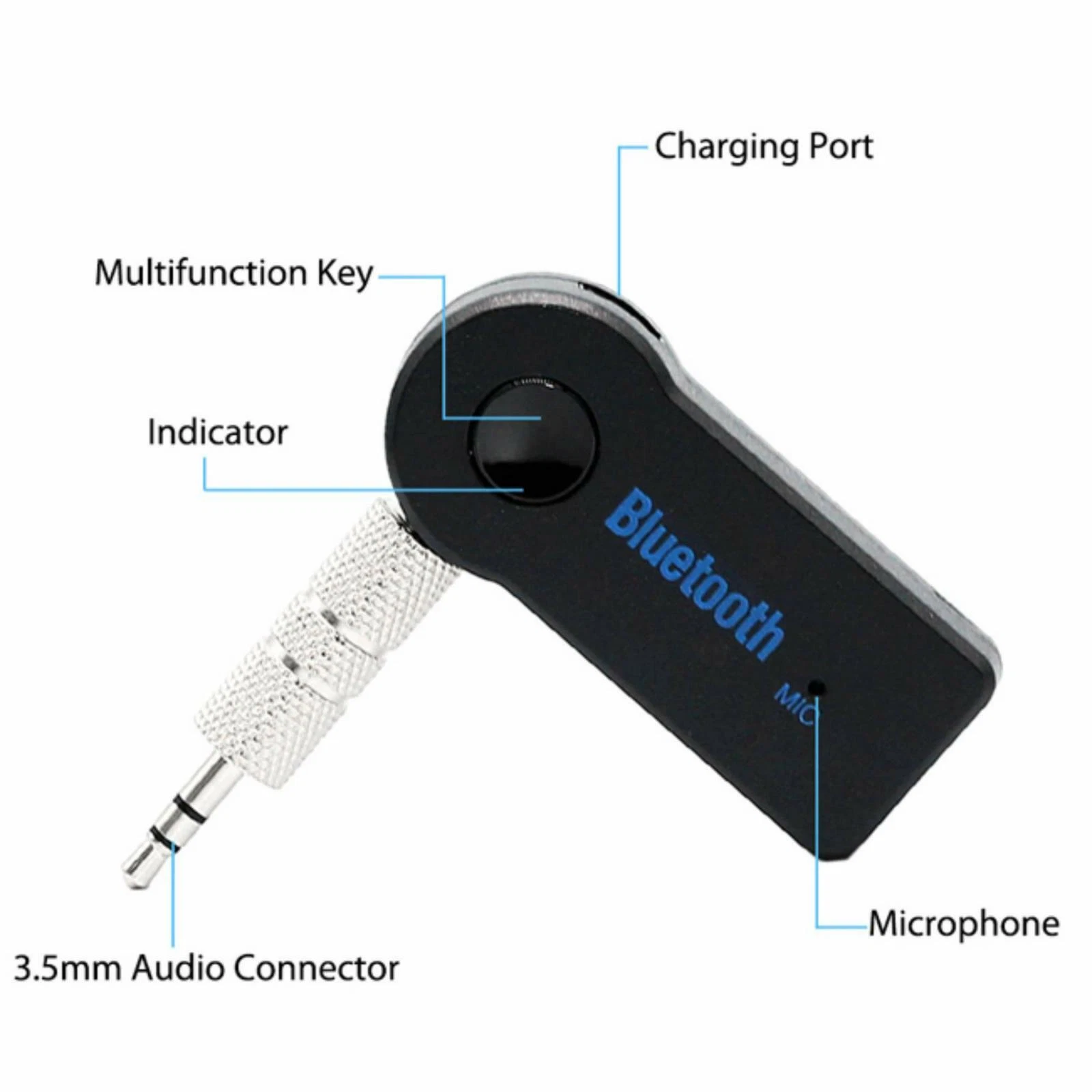 Bluetooth Receiver AUX Adapter 3.5mm Jack Phone Audio Car Radio with Mic - Image 4