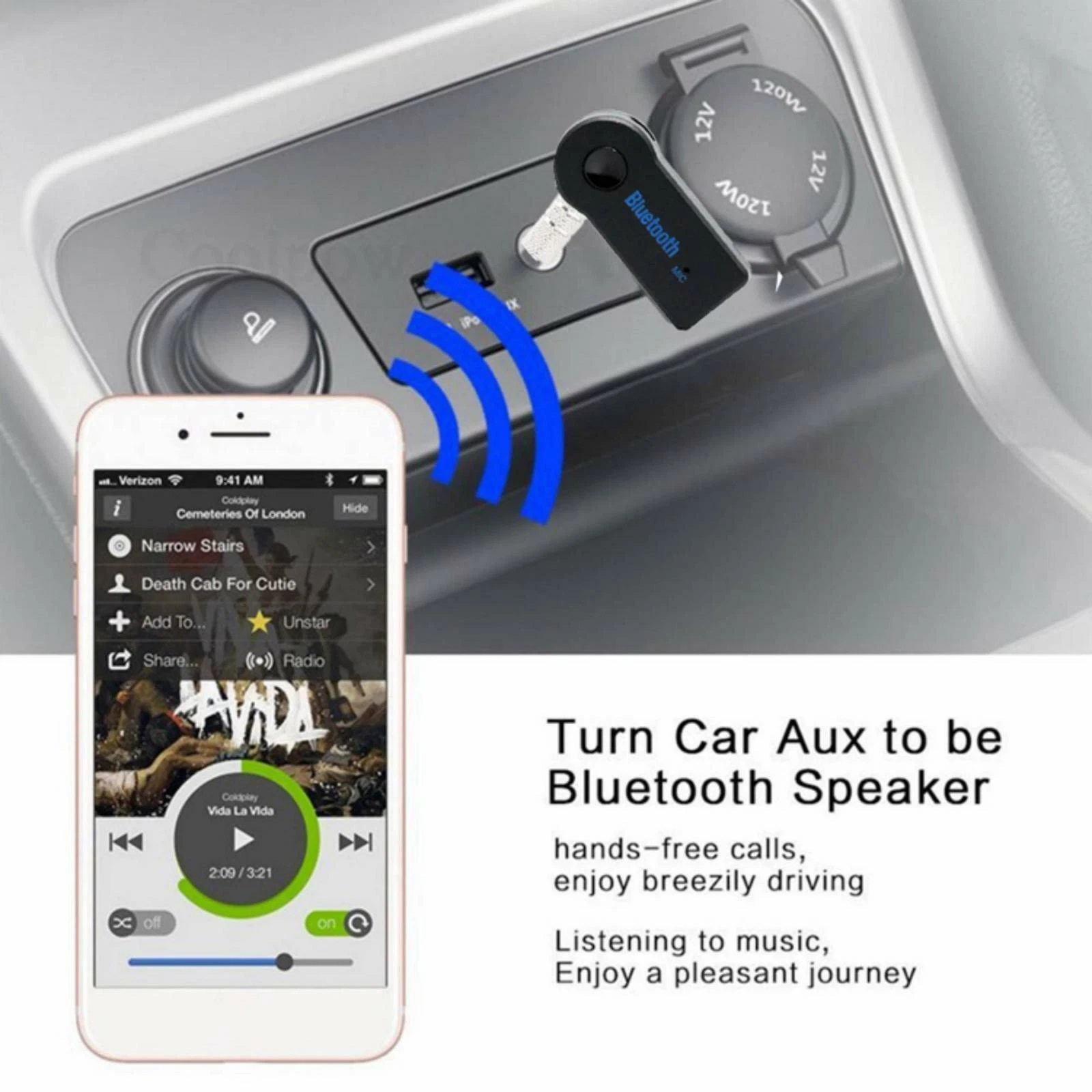 Bluetooth Receiver AUX Adapter 3.5mm Jack Phone Audio Car Radio with Mic - Image 5