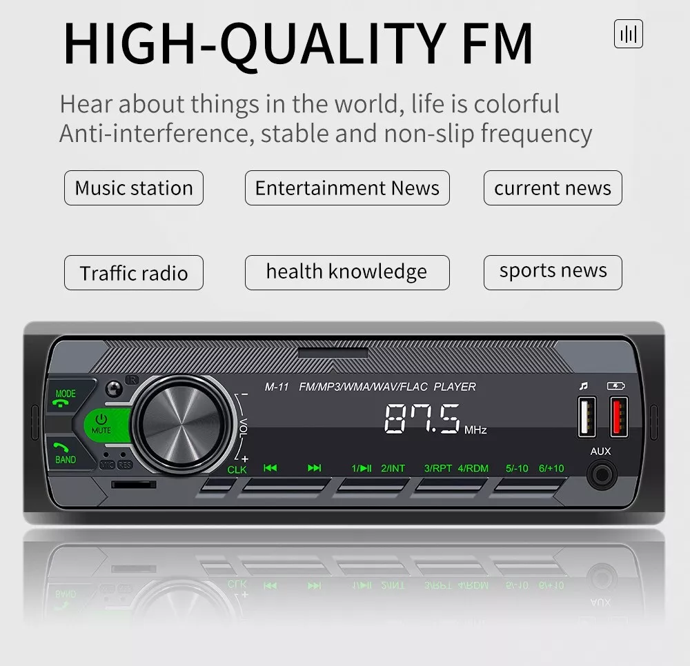 Single 1 Din Car Stereo Radio Bluetooth MP3 Player In-dash Head Unit FM/USB/AUX - Image 5