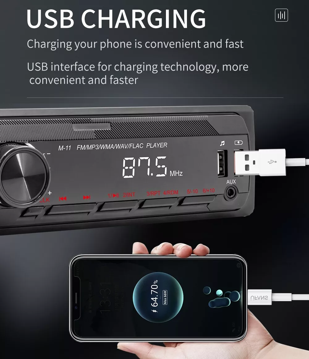 Single 1 Din Car Stereo Radio Bluetooth MP3 Player In-dash Head Unit FM/USB/AUX - Image 6