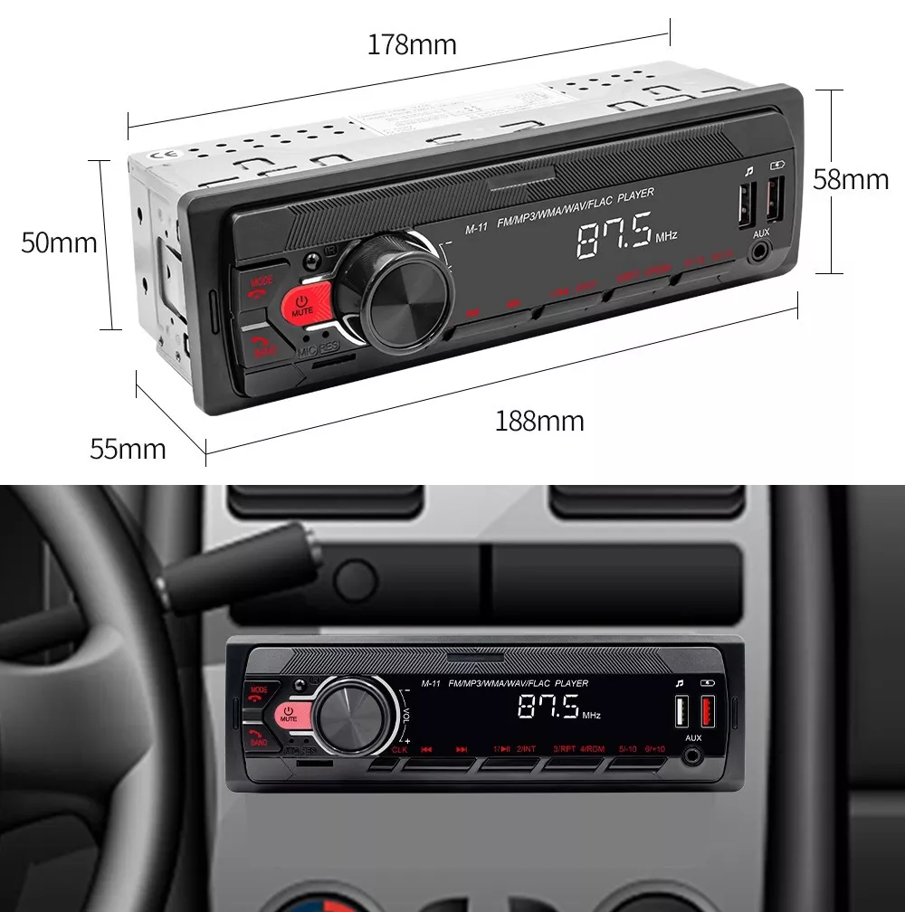 Single 1 Din Car Stereo Radio Bluetooth MP3 Player In-dash Head Unit FM/USB/AUX - Image 8