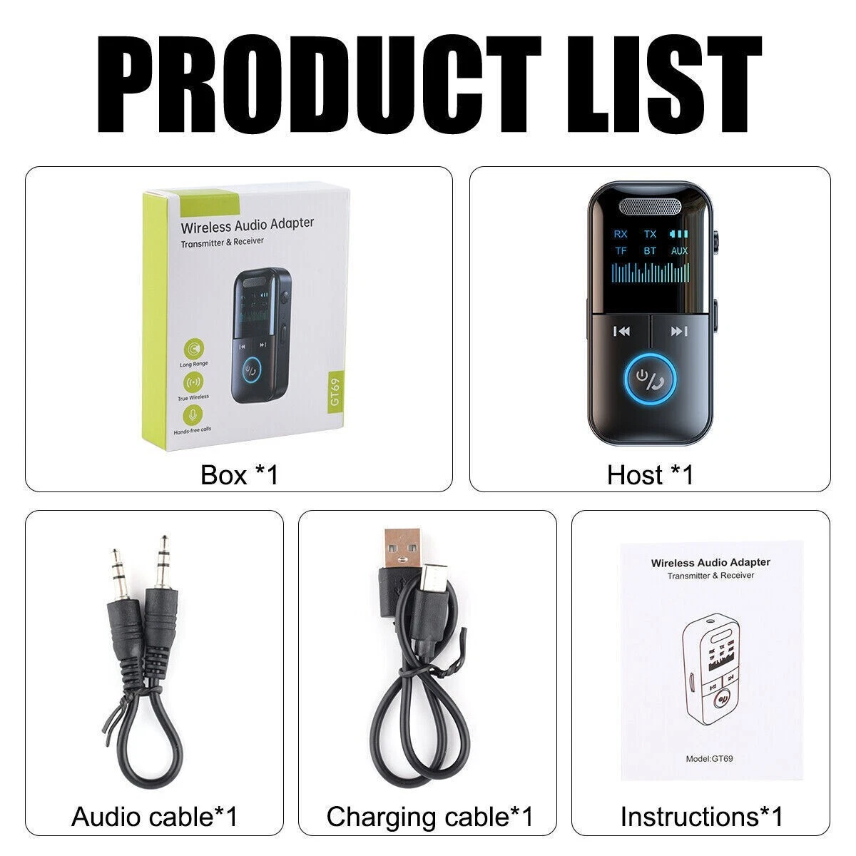 4-in-1 Wireless Bluetooth 5.4 Transmitter Receiver Adapter Audio 3.5mm Jack Aux - Image 2