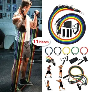 Resistance Bands 11PCS Set For Gym Workout Exercise Crossfit Fitness Yoga Tubes