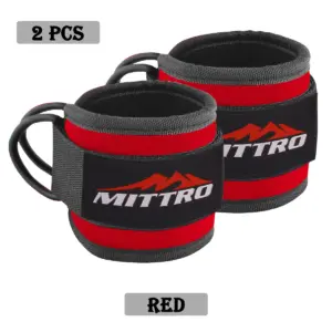D Ring Ankle Red Colour Straps for Cable Machines Gym Cuff Attachment Leg Kickback Workout