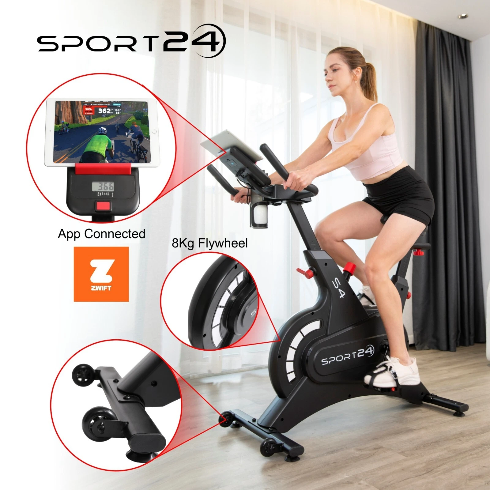 Spin Bike with Monitor - 8kg Flywheel Magnetic Exercise Bike Smart Cardio Cycle - Image 2