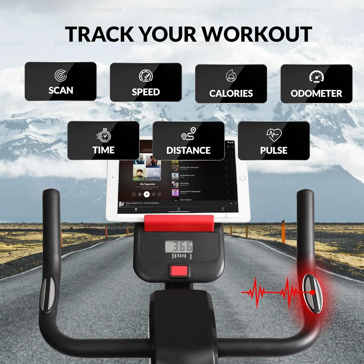 Spin Bike with Monitor - 8kg Flywheel Magnetic Exercise Bike Smart Cardio Cycle - Image 3