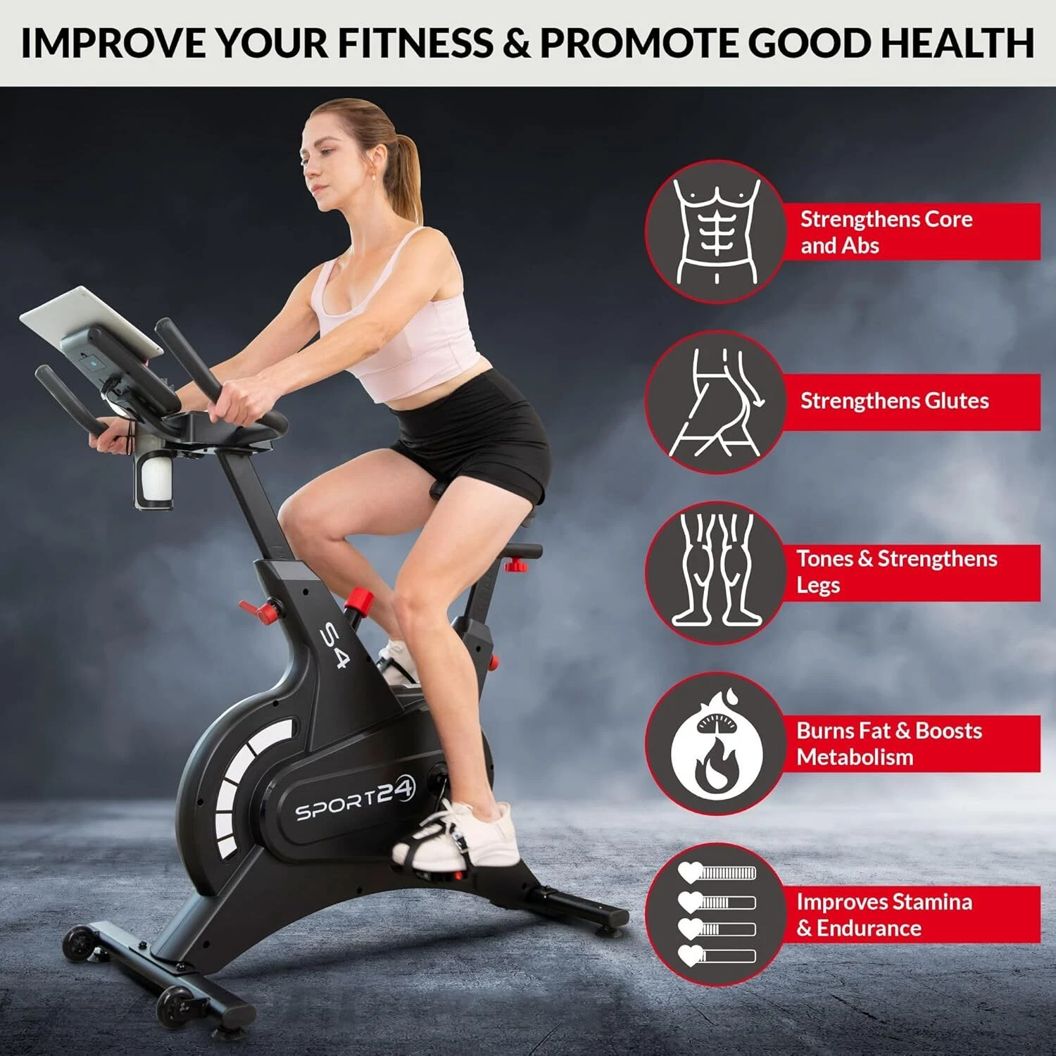 Spin Bike with Monitor - 8kg Flywheel Magnetic Exercise Bike Smart Cardio Cycle - Image 5