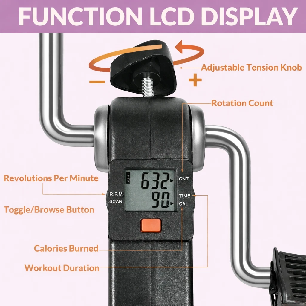 Mini Foldable Folding Exercise Bike for home use pedal sit down LCD Log calories - Image 7