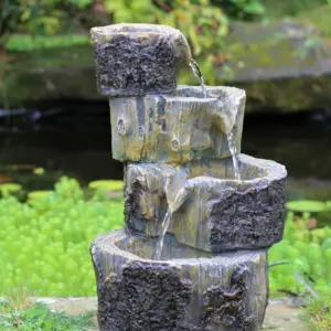 Garden Water Feature Fountain LED Lights Indoor Outdoor Statues Ornament Cascade 40CM