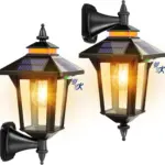 COLBOR Solar Lantern Light Vintage Solar Wall Light for Outdoor Garden Patio Pack of 2