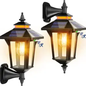 COLBOR Solar Lantern Light Vintage Solar Wall Light for Outdoor Garden Patio Pack of 2