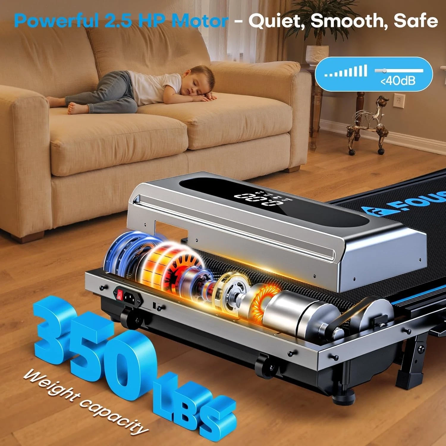 5-in-1 Walking Pad with 9% Incline 10KM/H Under Desk LED Screen Remote - Image 3