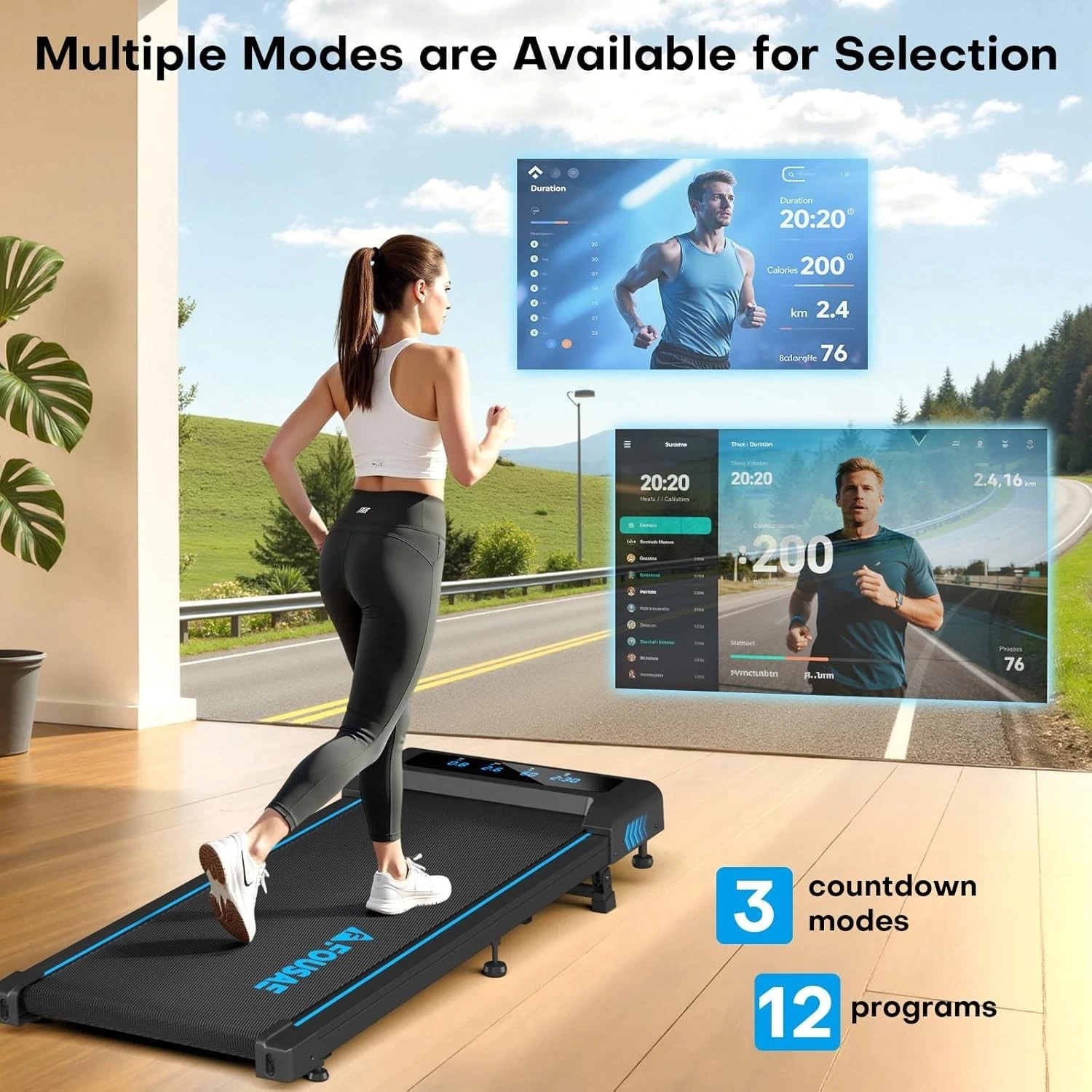 4-in-1 Walking Pad with 9% Incline, 10KM/H Under Desk LED display Remote - Image 5