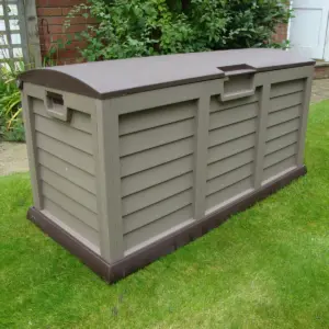 JUMBO XL Brown Garden Storage Utility Cushion Box Shed Plastic Waterproof