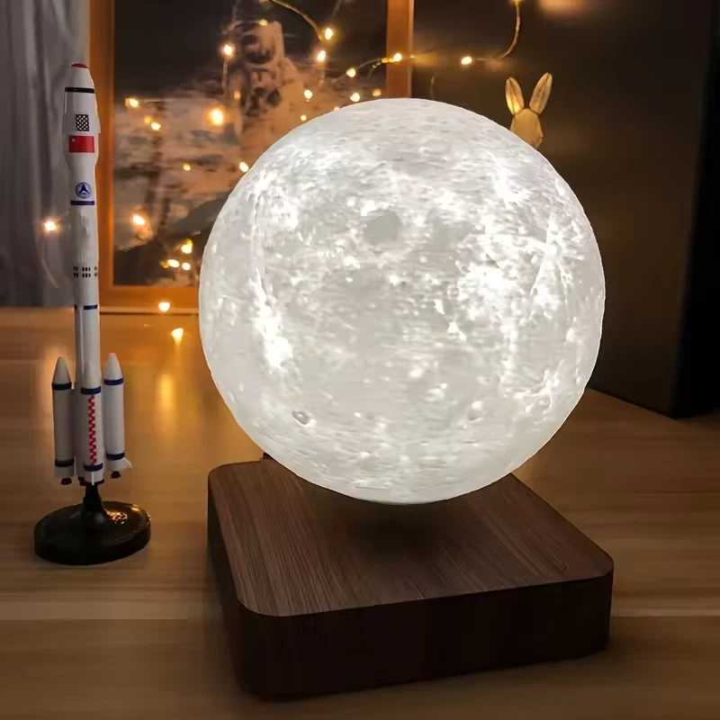 Levitating Moon Lamp Magnetic Floating Spinning Luna Night Light 3 Color Mode