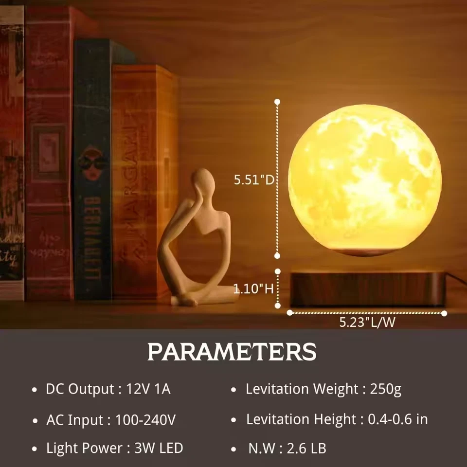 Levitating Moon Lamp Magnetic Floating Spinning Luna Night Light 3 Color Mode - Image 5