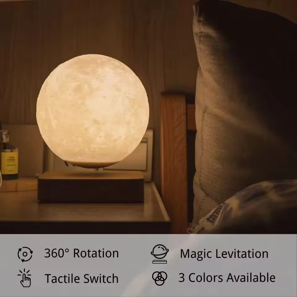 Levitating Moon Lamp Magnetic Floating Spinning Luna Night Light 3 Color Mode - Image 9