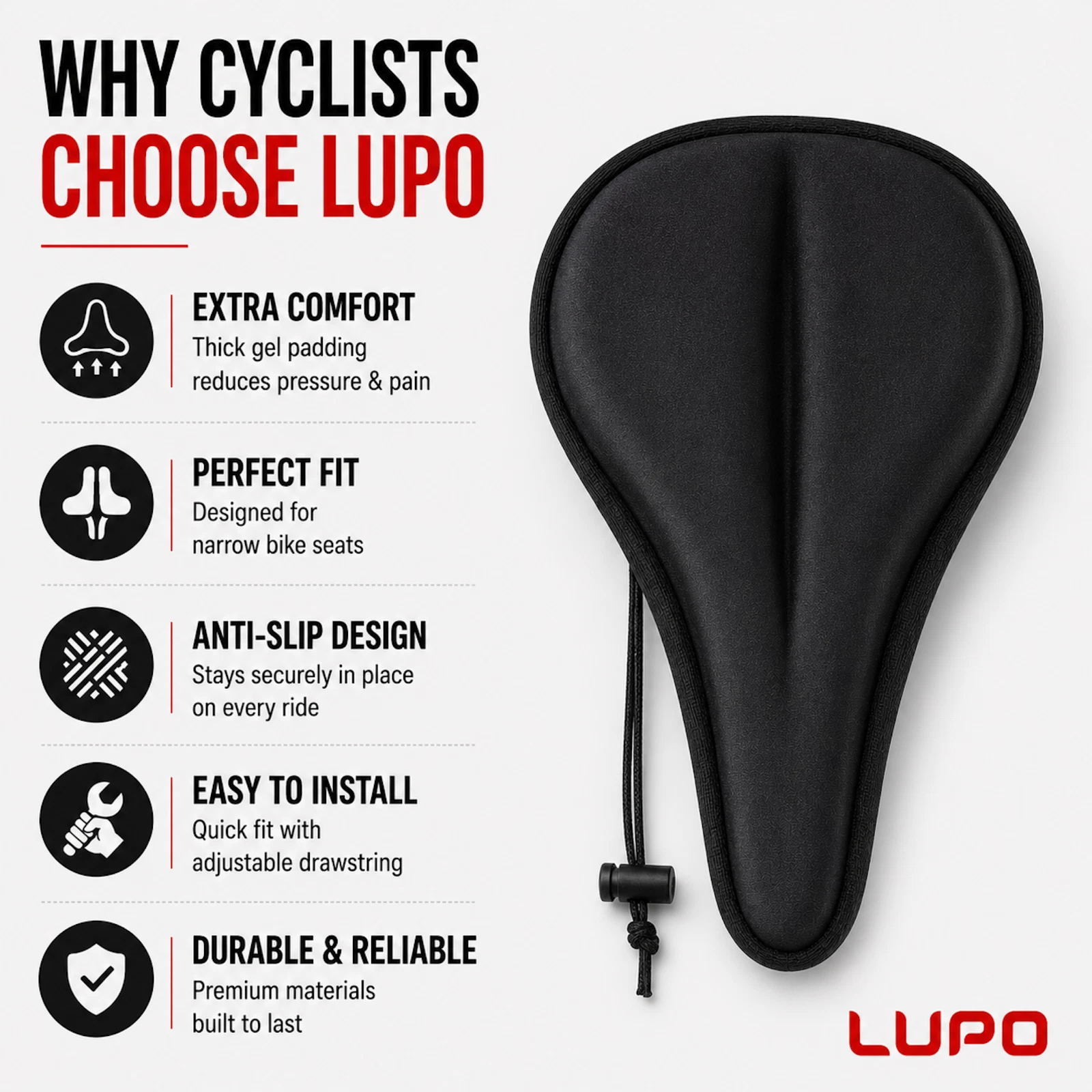 Bike Seat Cover Spin Cushioned Gel Padded Bicycle Exercise Kids Saddle - Image 3