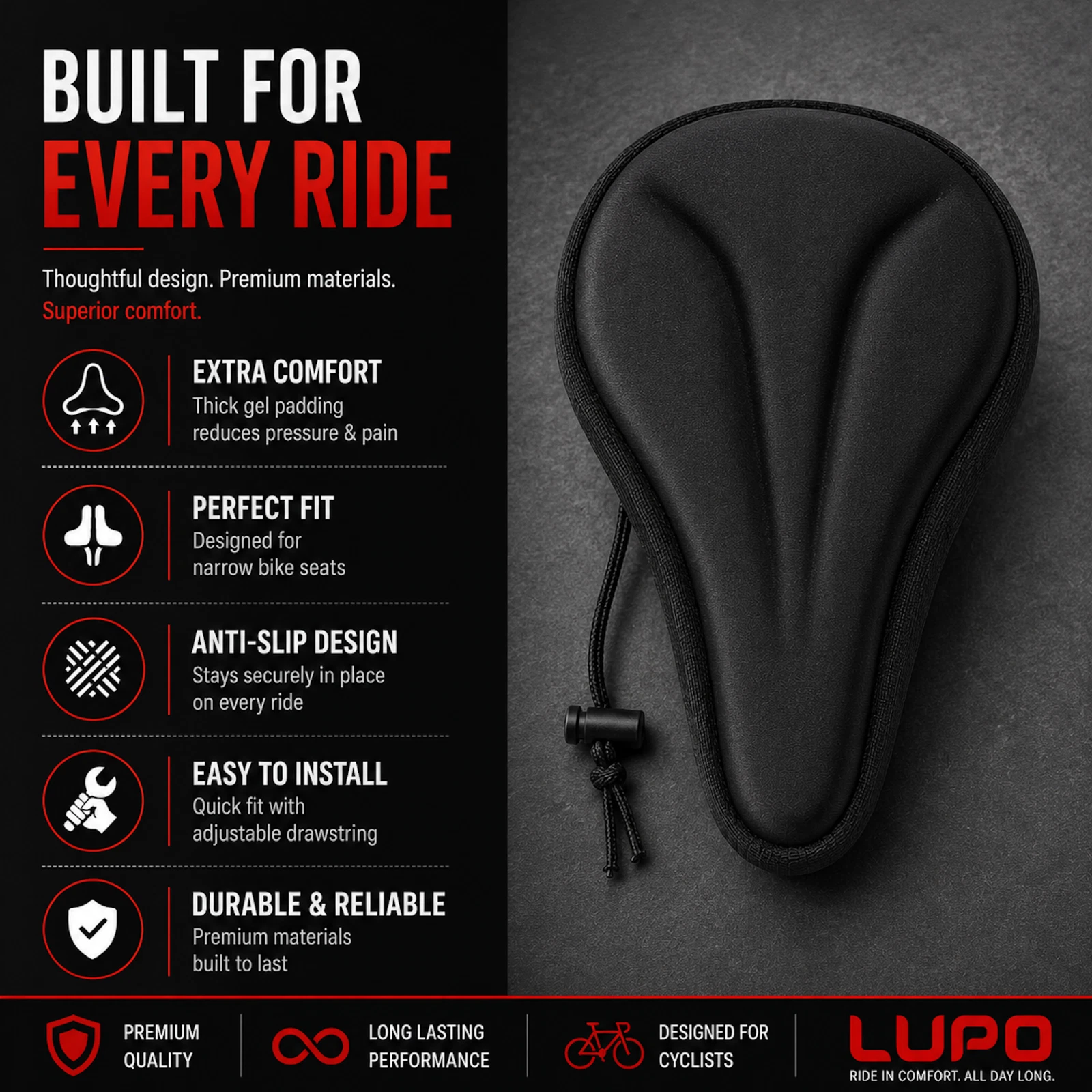 Bike Seat Cover Spin Cushioned Gel Padded Bicycle Exercise Kids Saddle - Image 5