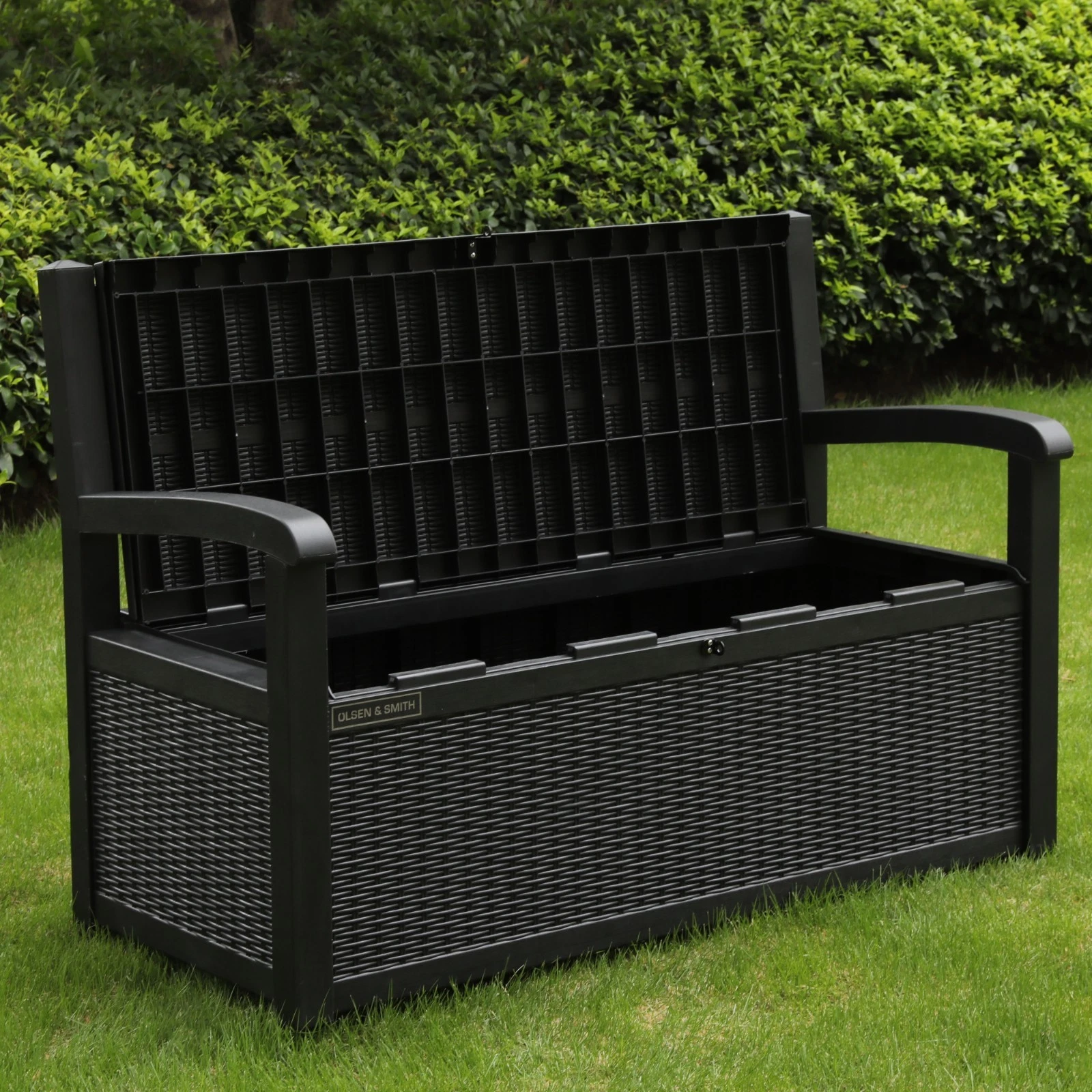 Garden Storage Bench with Padlock 265L - Outdoor Patio Storage Chest Container - Image 5