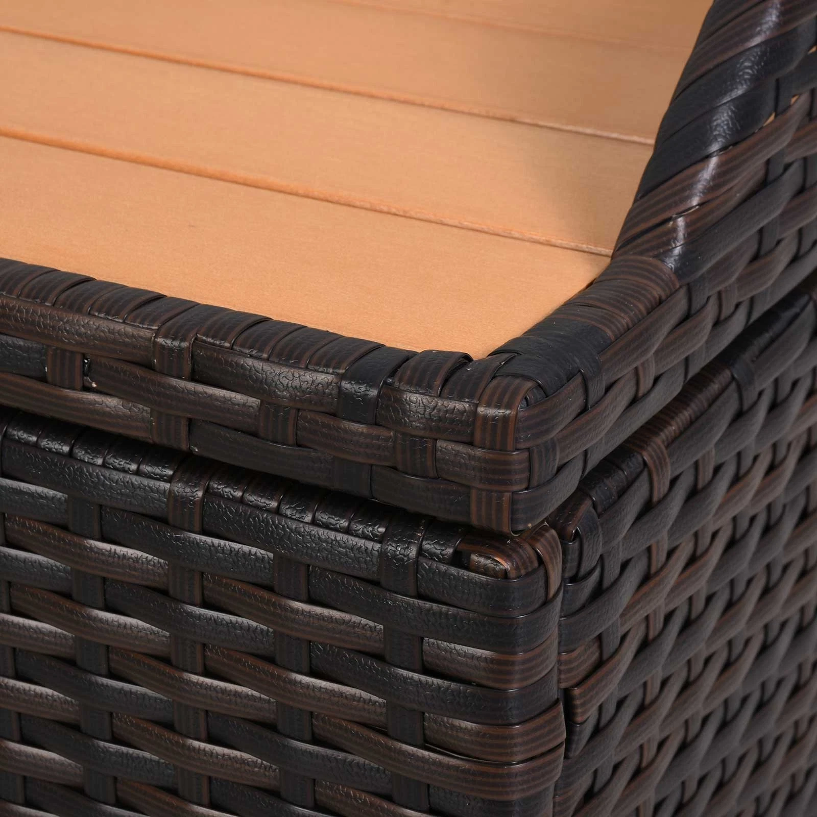 Outsunny Rattan Outdoor Storage Bench with Aluminium Frame, Mixed Brown - Image 8