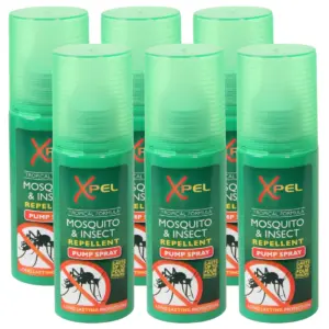 6 x Xpel Mosquito Insect Fly Bite Repellent Tropical Formula Pump Spray 70ml