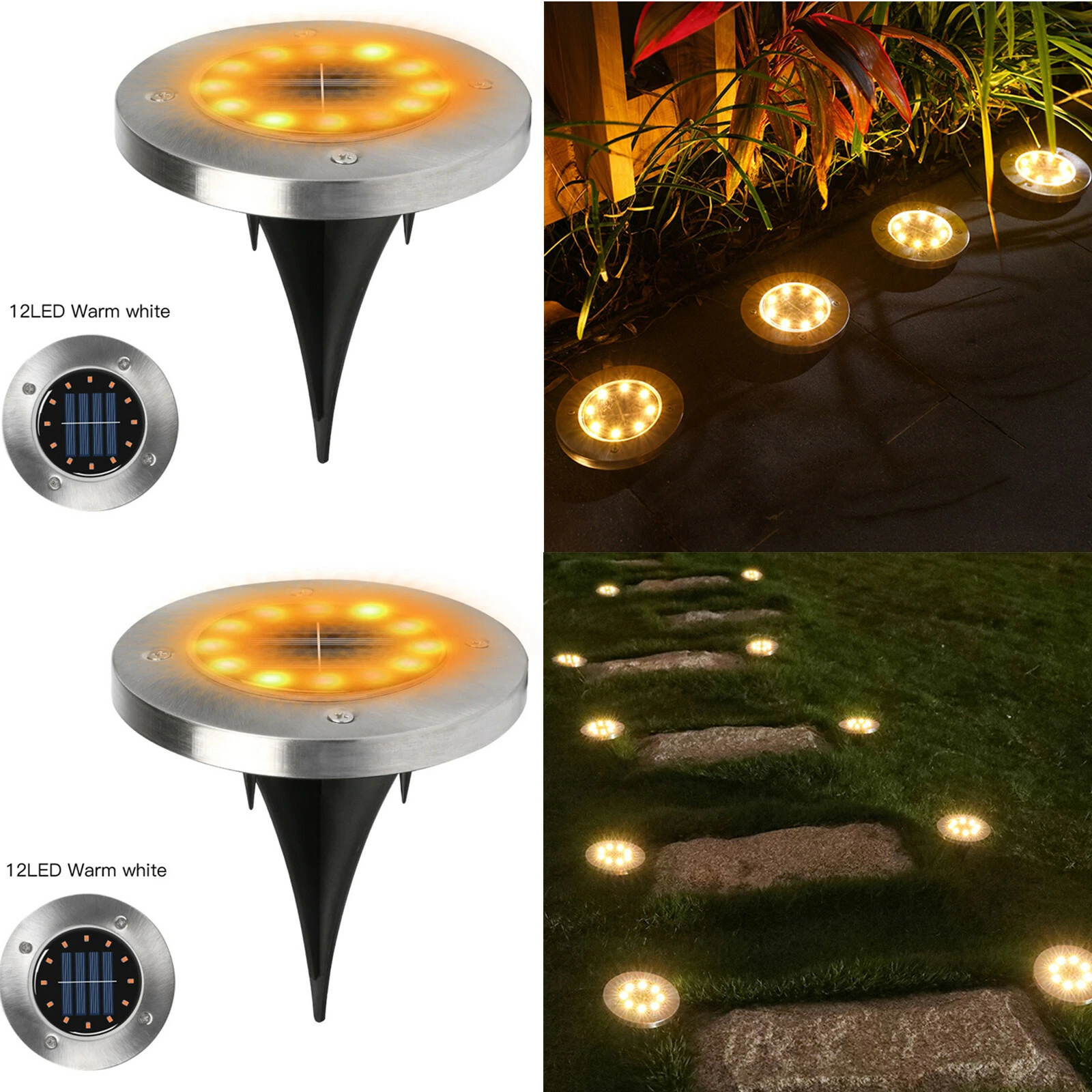 12LED Solar Ground Lights Floor Decking Patio Outdoor Garden Lawn Path Lamp - Image 2