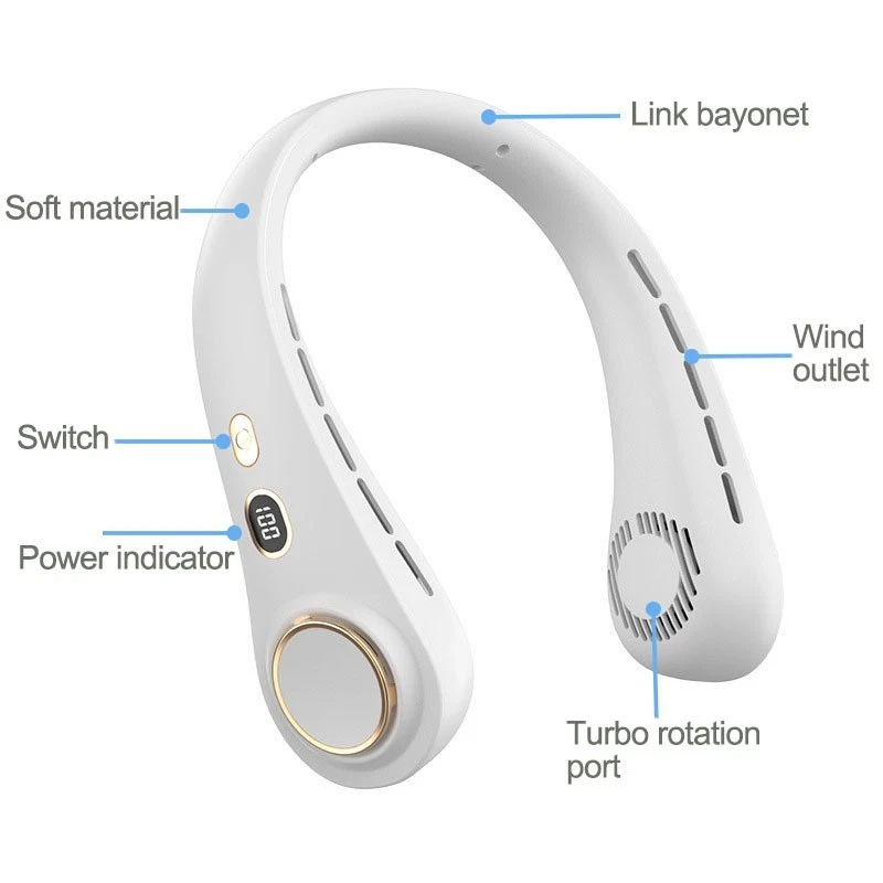 Portable Neck Fan Rechargeable USB Personal 360° Air Flow Strong Bladeless Trave - Image 3