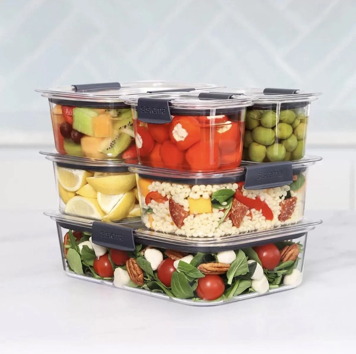 Sistema Brilliance Food Storage Set 14 Piece BPA Free 100% Leak Proof Containers - Image 3