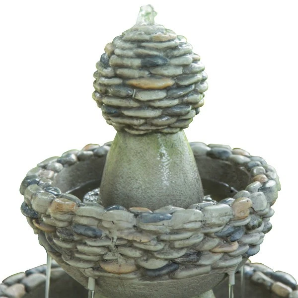 Garden Water Feature Outdoor Fountain 3-Tier Waterfall Pedestal Grey Teamson - Image 3