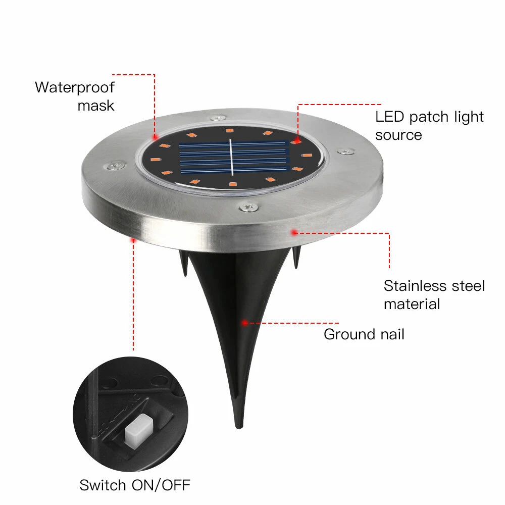 12LED Solar Ground Lights Floor Decking Patio Outdoor Garden Lawn Path Lamp - Image 9