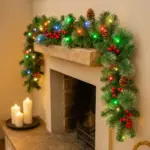 Pre-Lit LED Christmas Garland 9ft Luxury Xmas Decor With Lights Stairs Fireplace