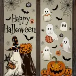 102pcs Halloween Window Decals Ghost Pumpkin Bat Reusable Glass Stickers Decor