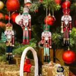 12 Pcs Nutcracker Soldiers Wooden Christmas Tree Decorations Xmas Hanging Decor