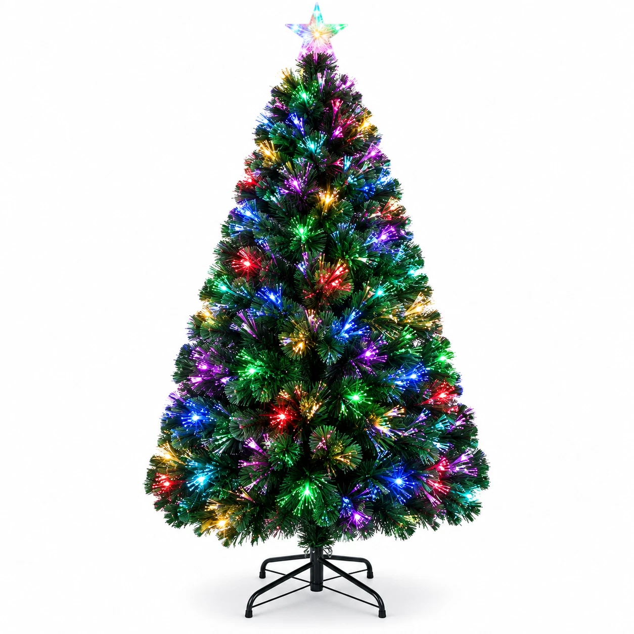 Fibre Optic Christmas Tree Xmas LED Lights Pre Lit Star Green Color Changing New 2FT - Image 2