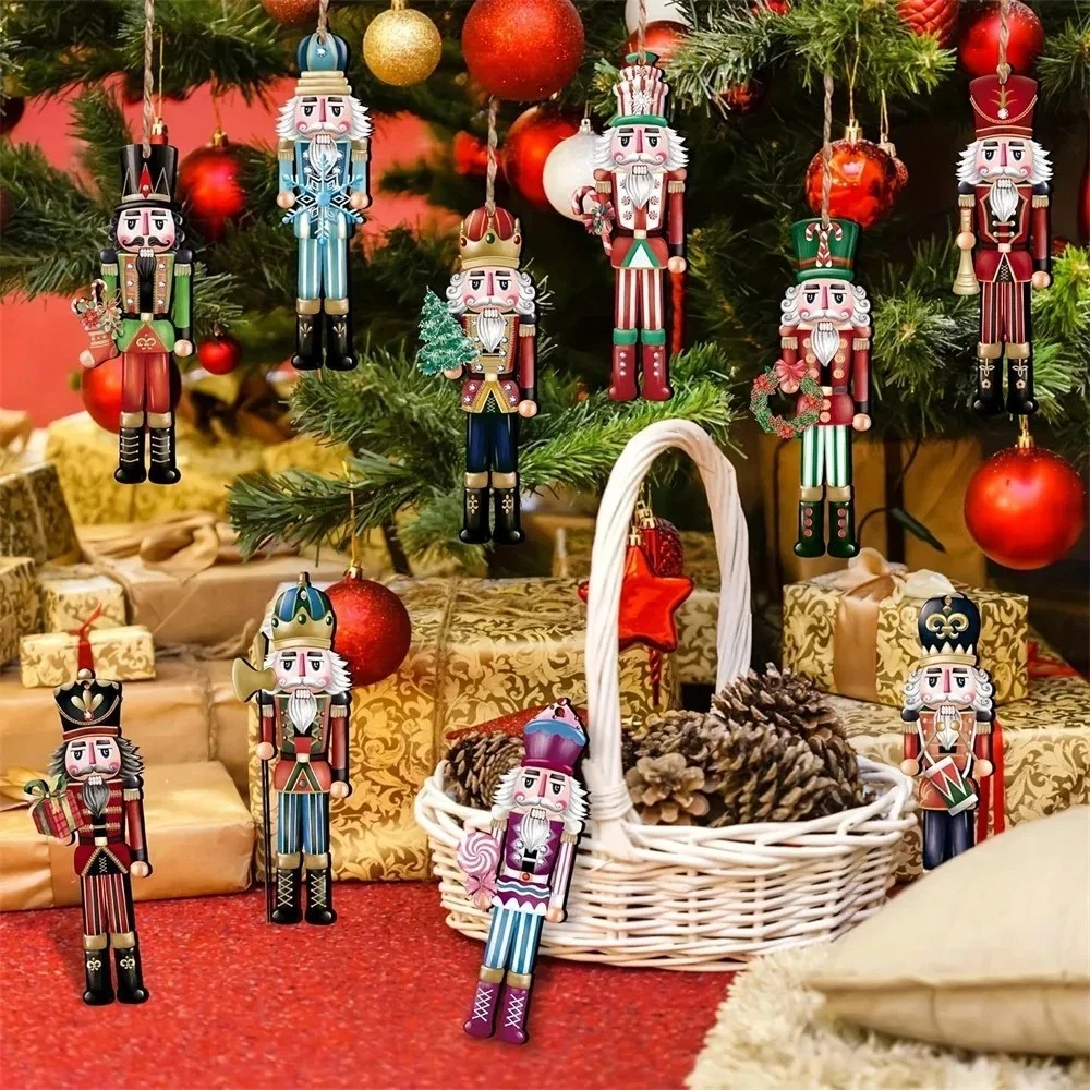 12 Pcs Nutcracker Soldiers Wooden Christmas Tree Decorations Xmas Hanging Decor - Image 2