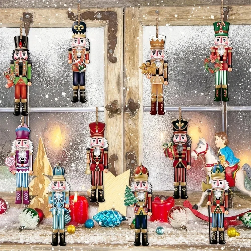 12 Pcs Nutcracker Soldiers Wooden Christmas Tree Decorations Xmas Hanging Decor - Image 3