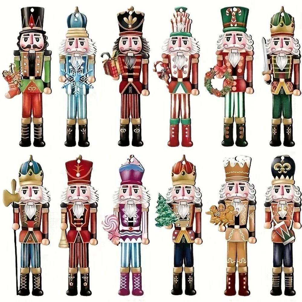 12 Pcs Nutcracker Soldiers Wooden Christmas Tree Decorations Xmas Hanging Decor - Image 4